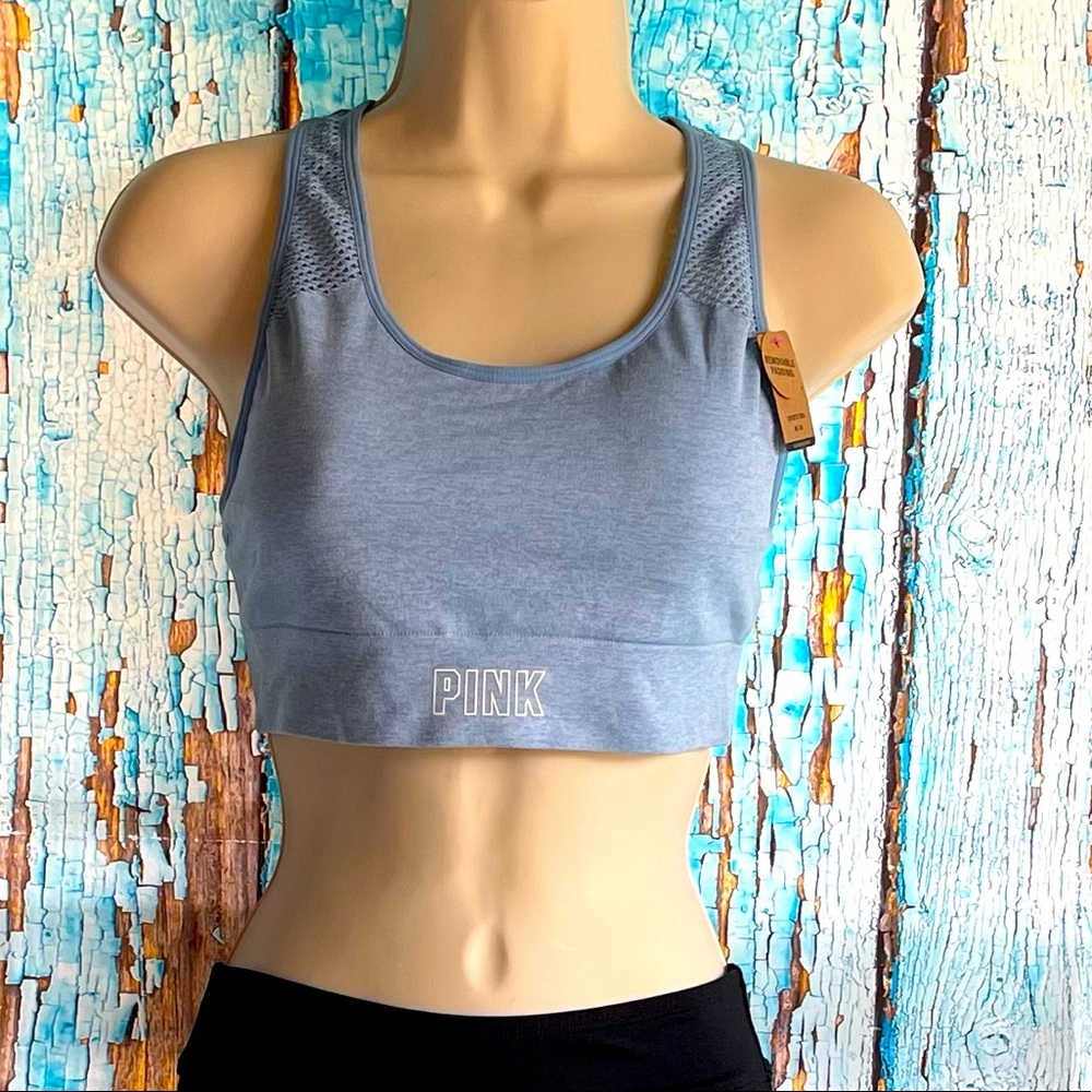 PINK VS Heather Blue Racerback Sports Bra